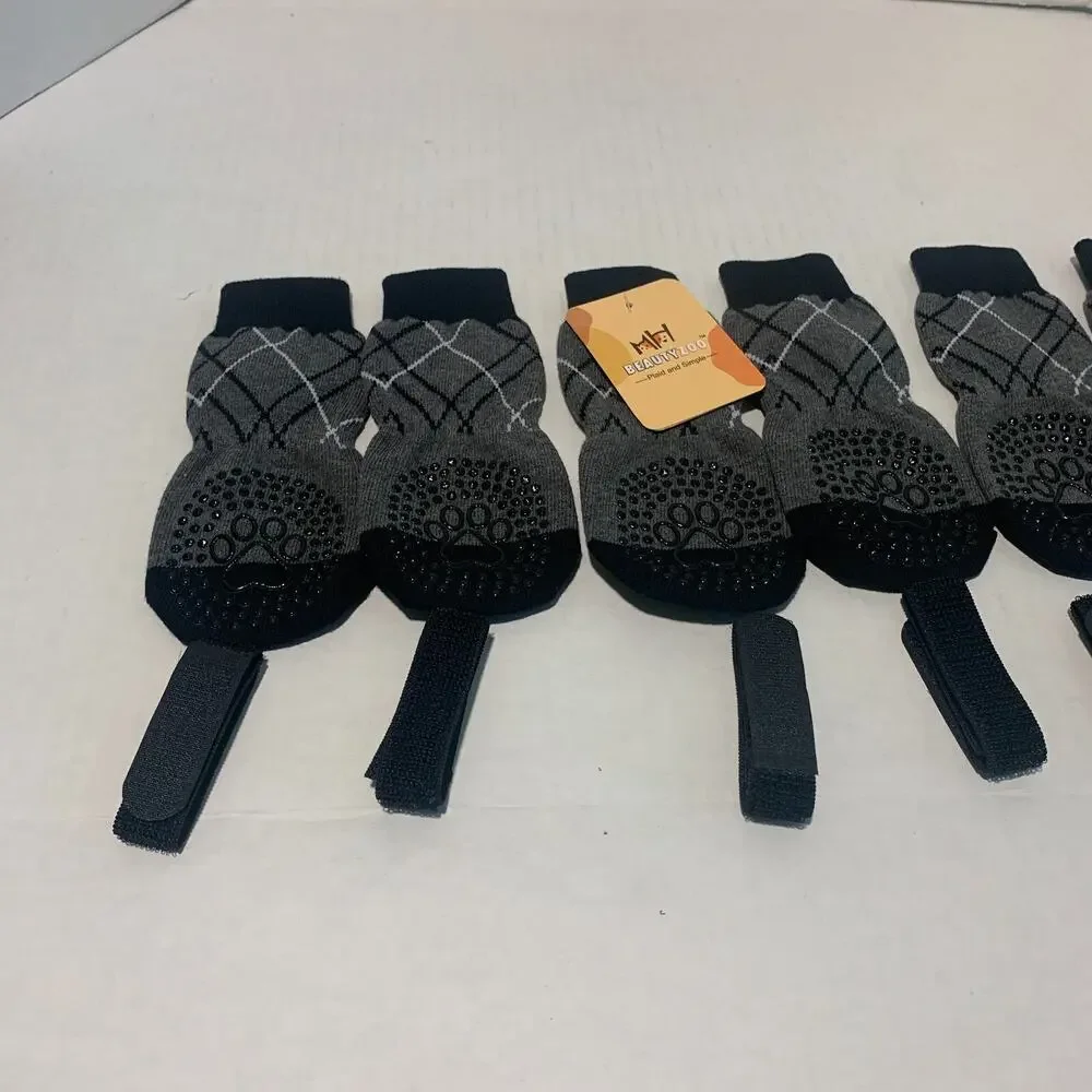BEAUTYZOO Lot Of 3 Anti-Slip Dog Socks With Grips Traction Control